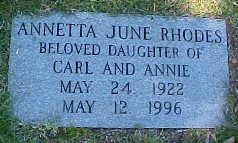 Annetta June Rhodes Gravestone