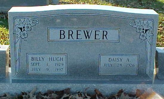 Billy Hugh and Daisy A. Brewer Gravestone