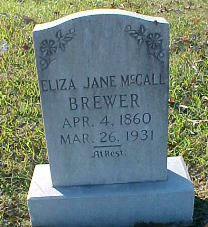 Eliza Jane McCall Brewer Gravestone