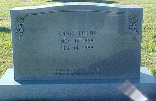 Annis Fields Gravestone
