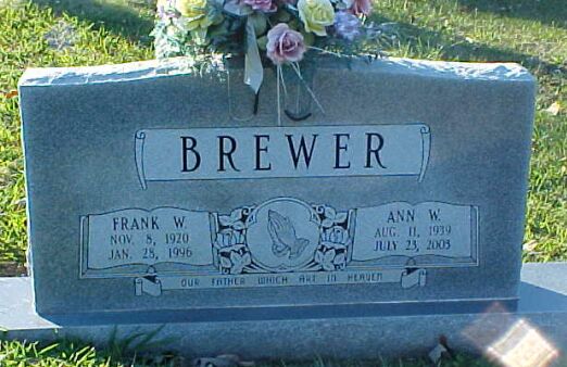 Frank W. and Ann W. Brewer Gravestone