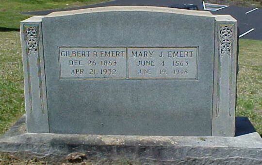 Gilbert R and Mary J Emert Gravestone