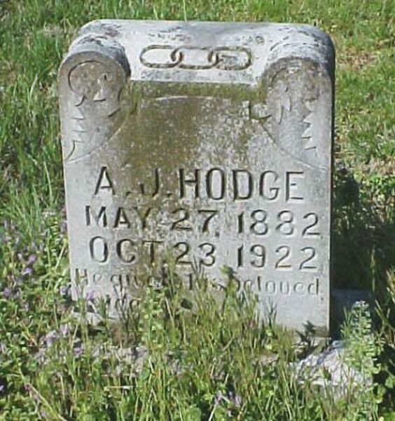 A. J.  Hodge Gravestone