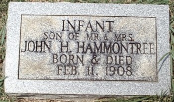 Infant Son of John H Hammontree Gravestone