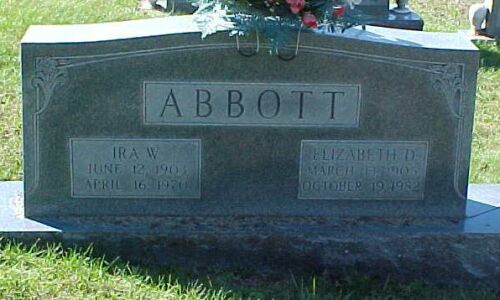 Ira W and Elizabeth D Abbott Gravestone