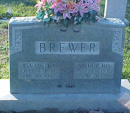 Isa Miller and Arthur Hix Brewer Gravestone