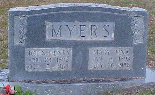 John Henry and Mary Tina Myers Gravestone