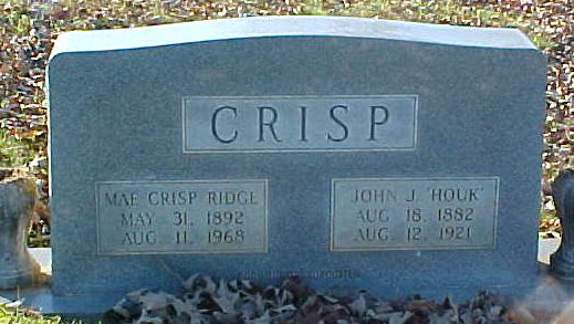 John J. Crisp and Mae Crisp Ridge Gravestone