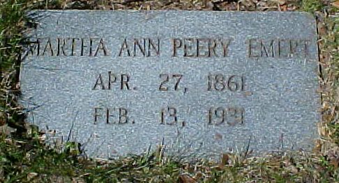 Martha Ann Peery Emert Gravestone