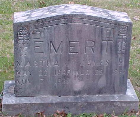 Martha J. and James S. Emert Gravestone