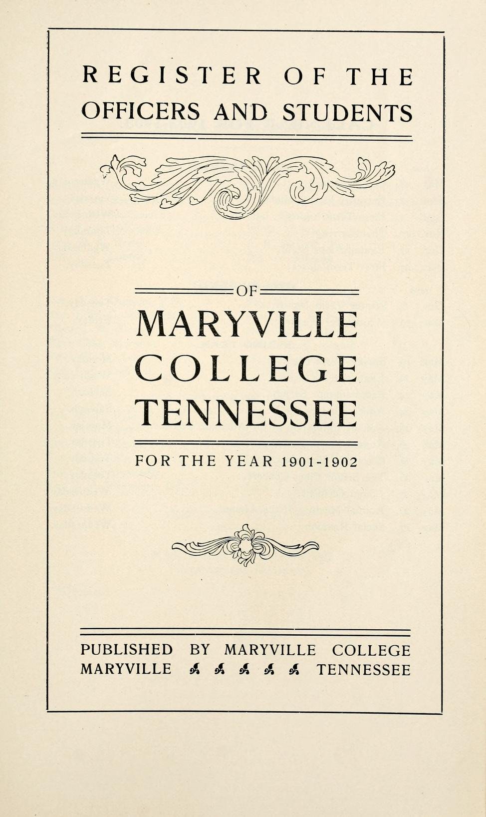 Maryville College Bulletins 19021976 Tennessee Genealogy