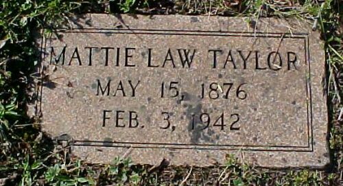 Mattie Law Taylor Gravestone
