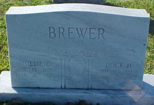 Mollie C. and Dock H. Brewer Gravestone
