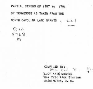 Partial Census of 1787 to 1791