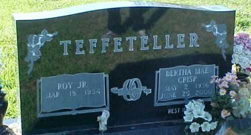 Roy and Bertha Mae Crisp Teffeteller Gravestone