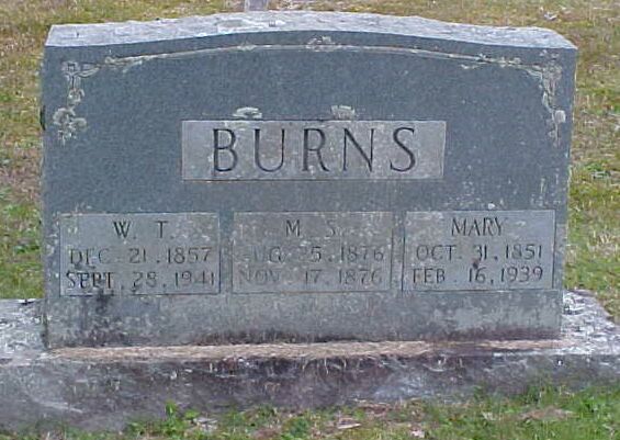 W. T. and M. S. Mary Burns Gravestone