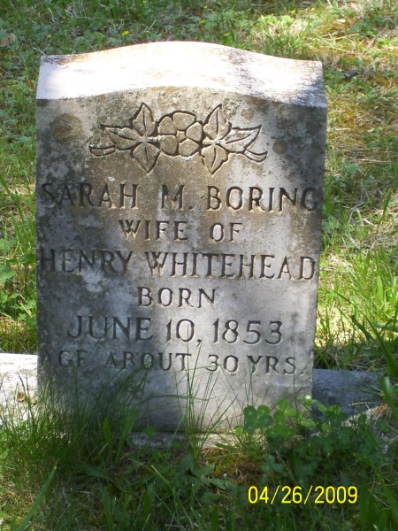 Sarah M. Boring Whitehead Gravestone