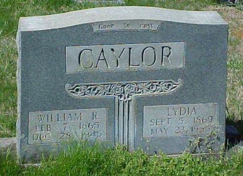 William R and Lydia Caylor gravestone